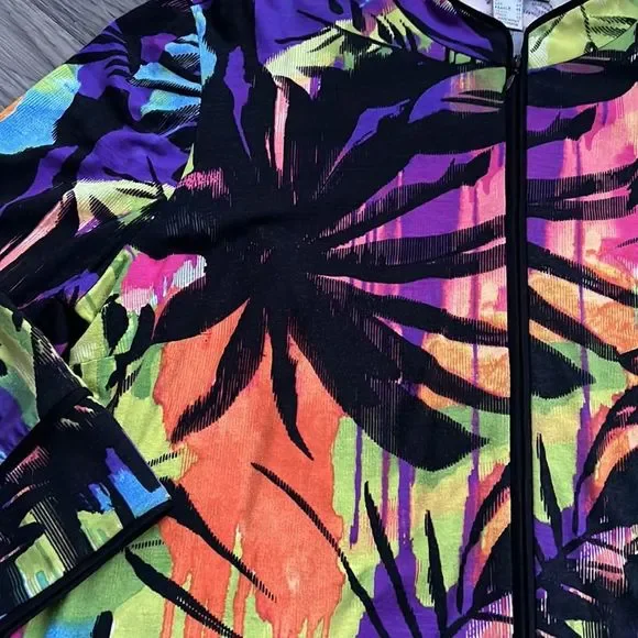🔥Joseph Ribkoff🔥 | Neon colours tropical zip up sweater - Picture 3 of 11